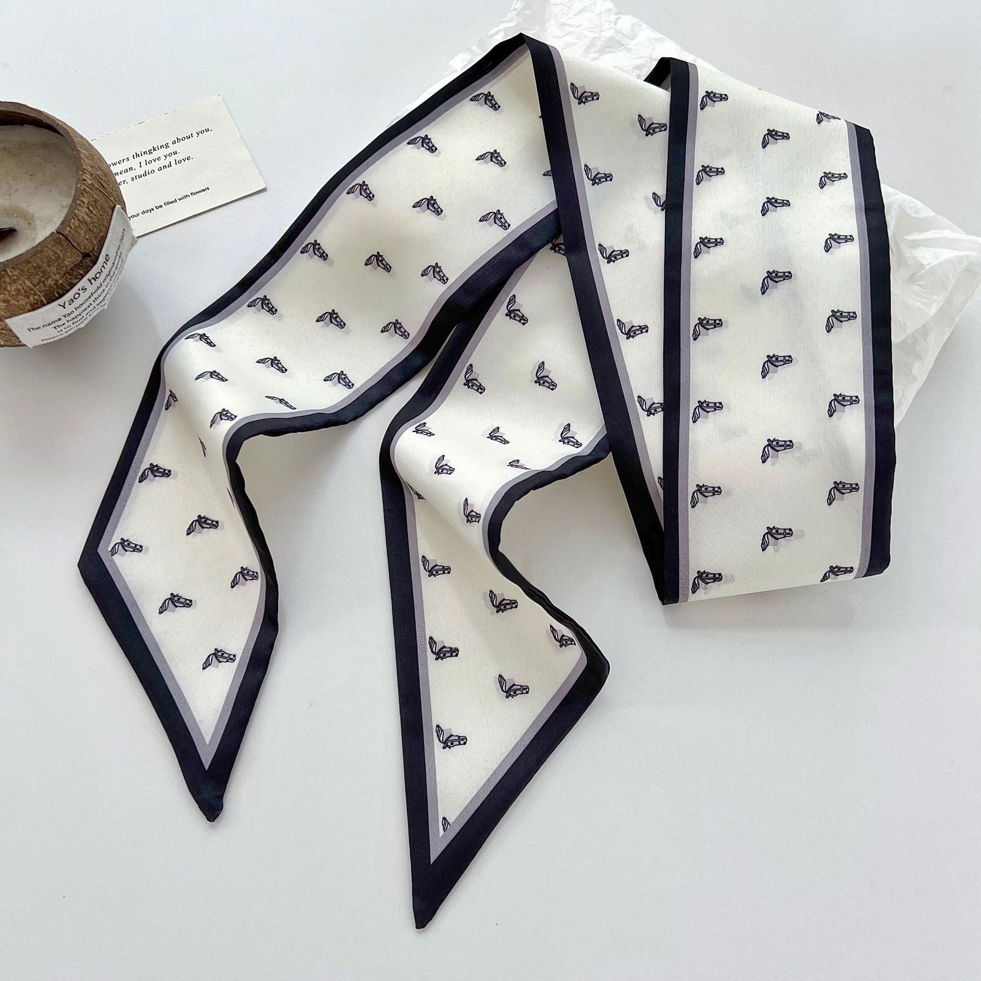 New Style Stripe Polyester Silk Scarf For Women In Dyed Black, Perfect For Spring