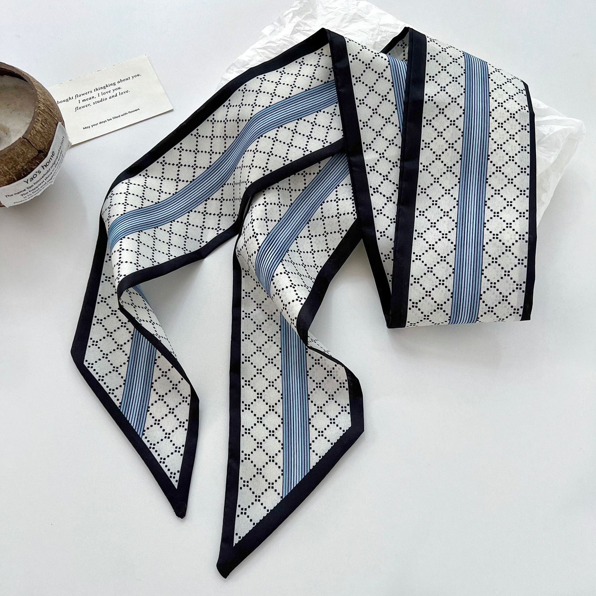 New Style Stripe Polyester Silk Scarf For Women In Dyed Black, Perfect For Spring