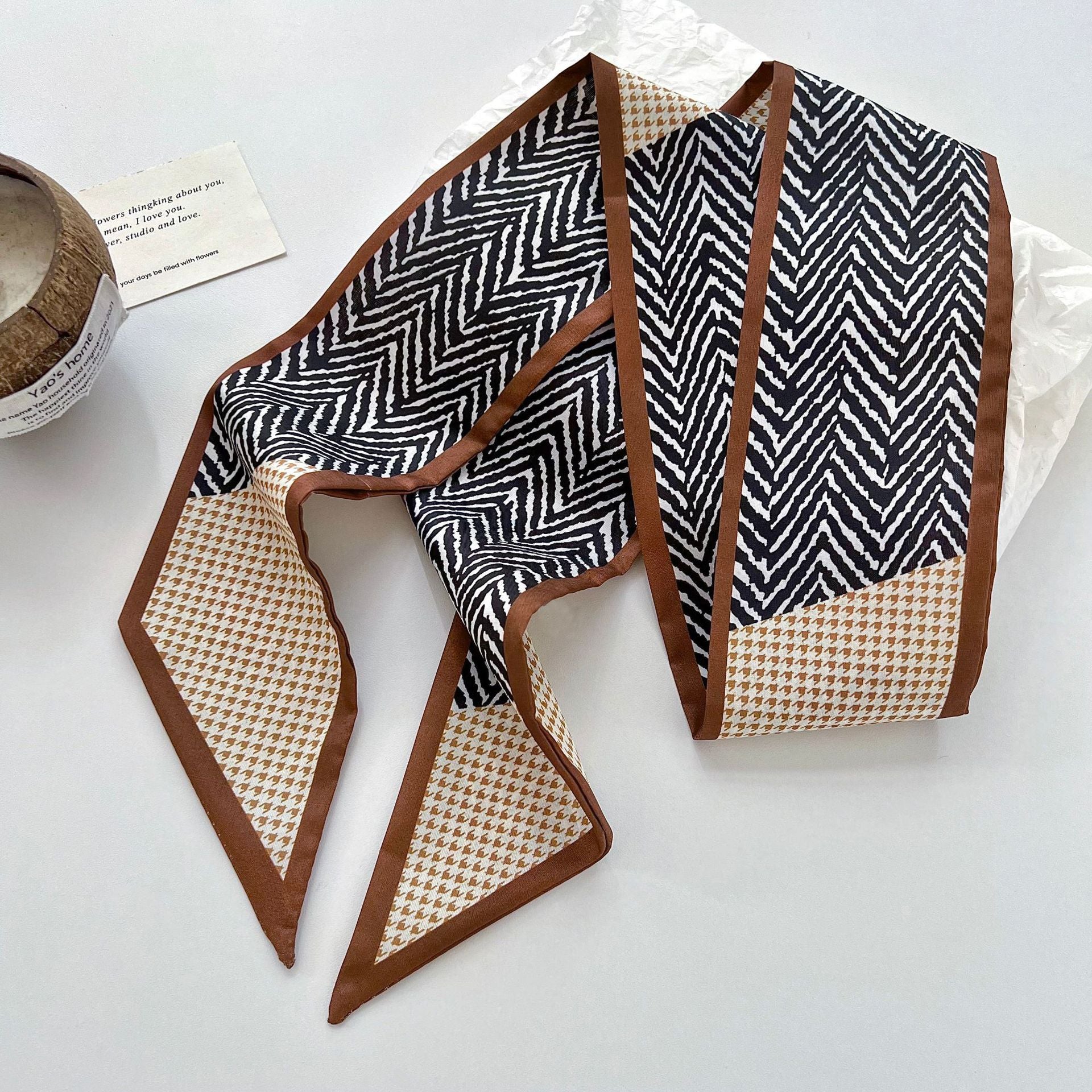 New Style Stripe Polyester Silk Scarf For Women In Dyed Black, Perfect For Spring