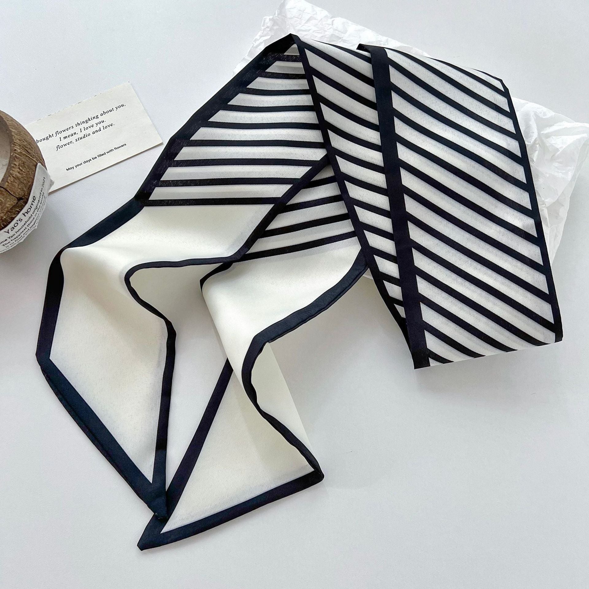 New Style Stripe Polyester Silk Scarf For Women In Dyed Black, Perfect For Spring