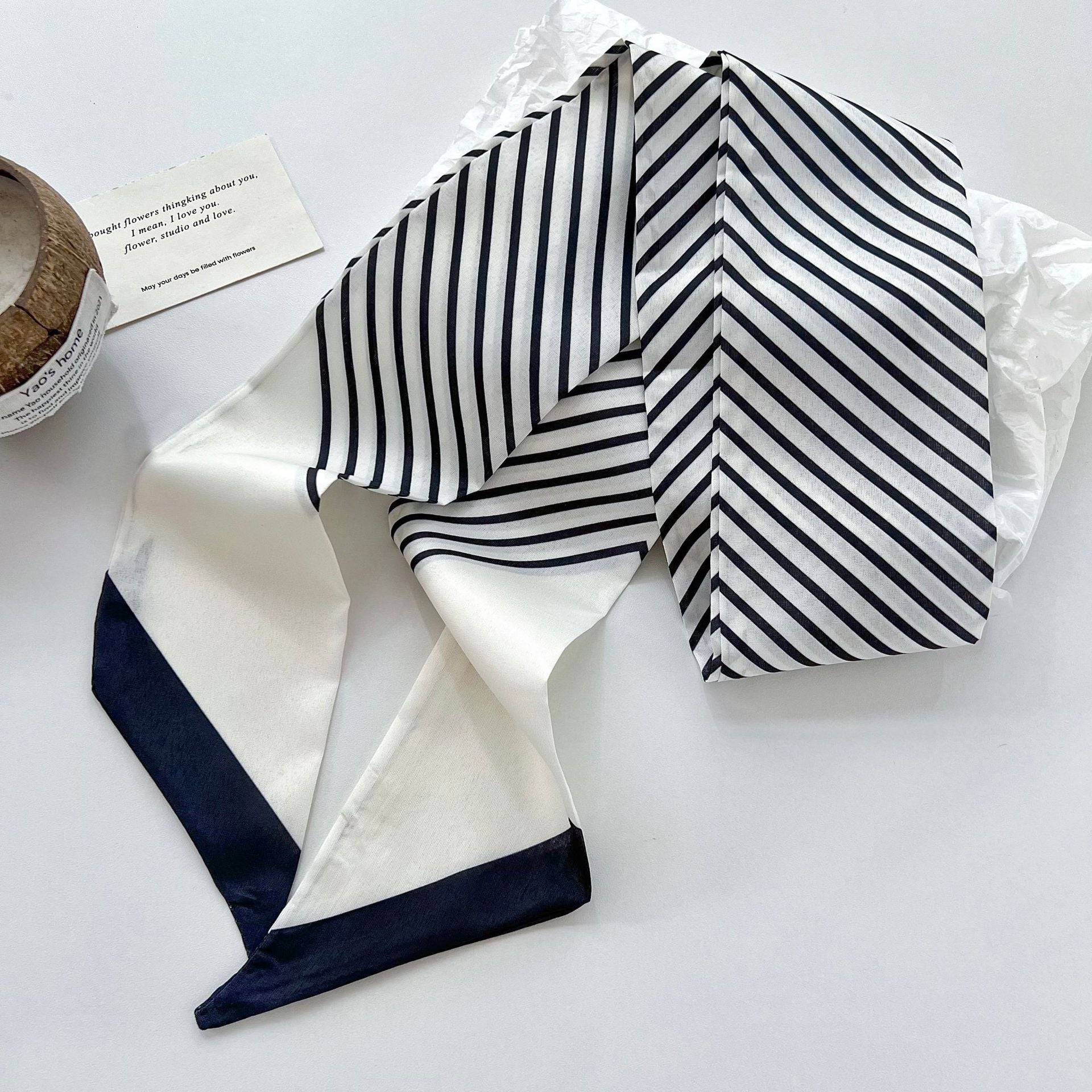 New Style Stripe Polyester Silk Scarf For Women In Dyed Black, Perfect For Spring