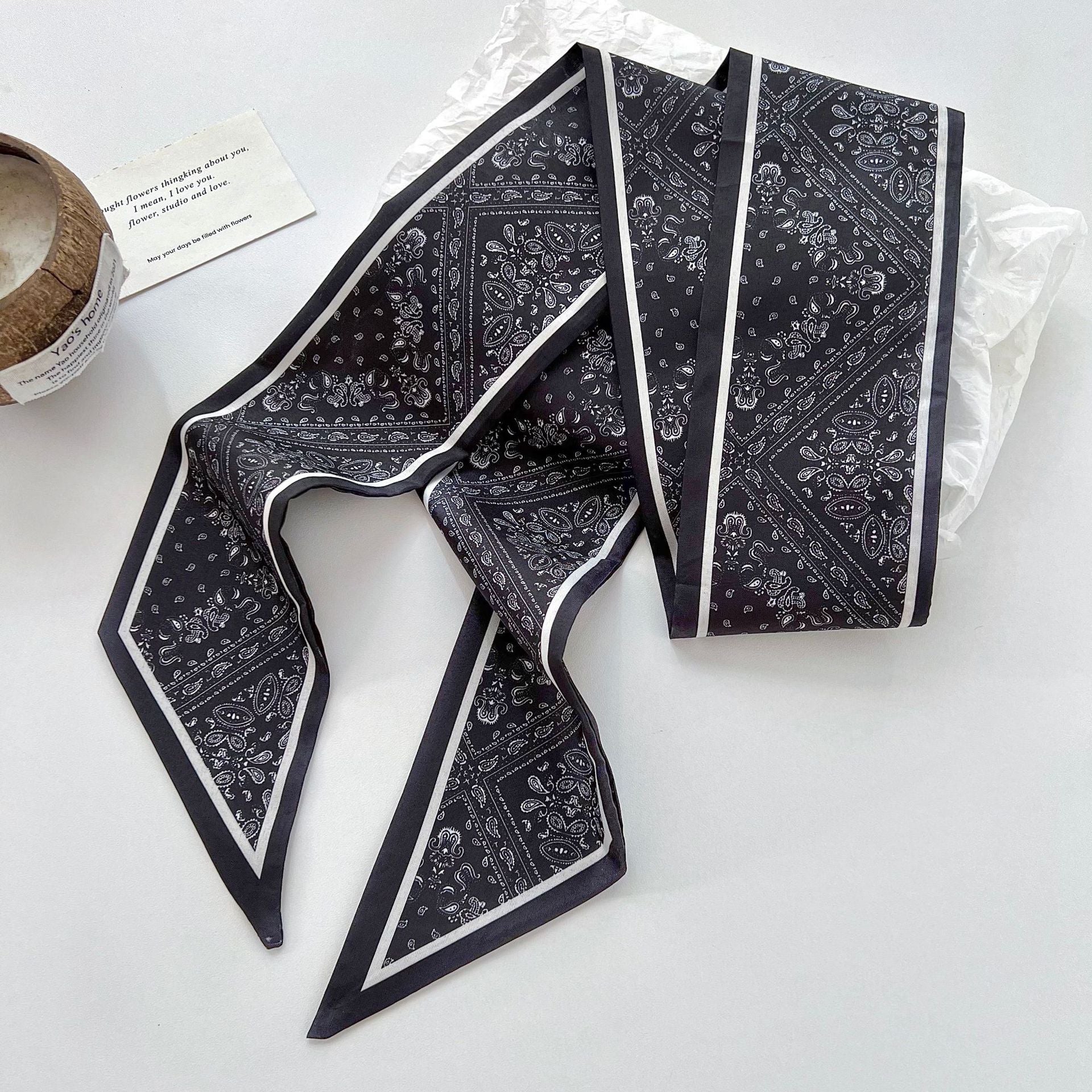 New Style Stripe Polyester Silk Scarf For Women In Dyed Black, Perfect For Spring