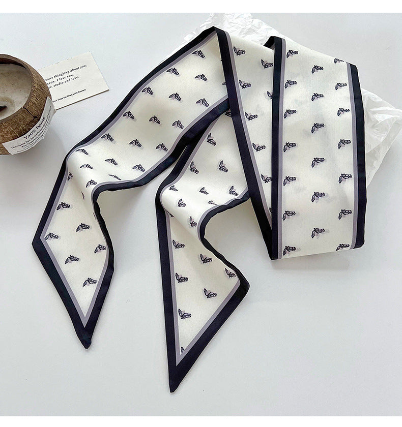 New Style Stripe Polyester Silk Scarf For Women In Dyed Black, Perfect For Spring