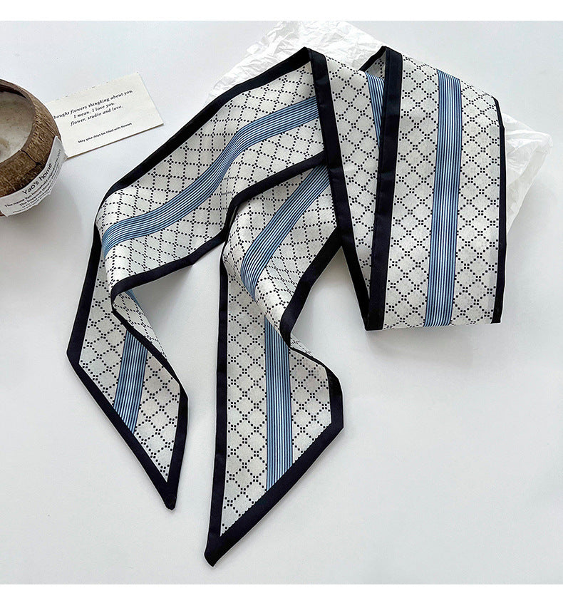 New Style Stripe Polyester Silk Scarf For Women In Dyed Black, Perfect For Spring