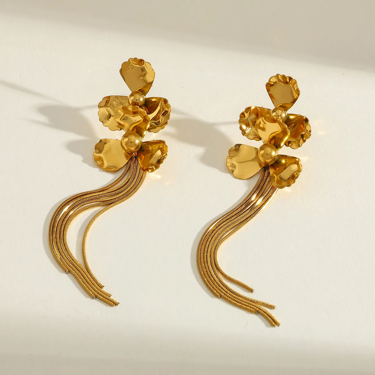 Geometric Electroplated Stud Earrings For Women In 304 Stainless Steel With 18K Real Gold PVD Coated Plating And 0.03µm Thickness