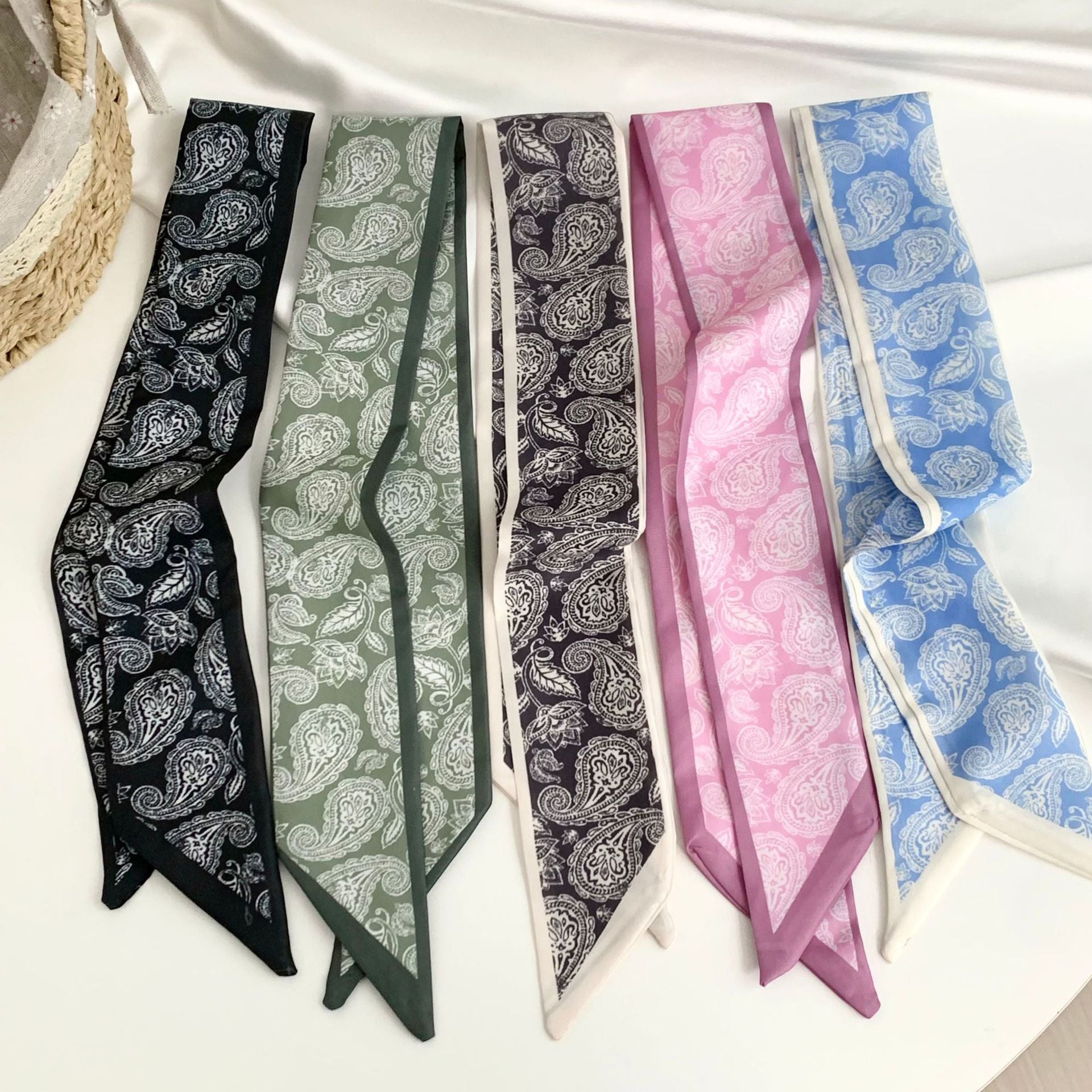 Ethnic Style Women’s Silk Scarf With Cashew Nuts Pattern In Natural Pink Polyester, Perfect For Spring
