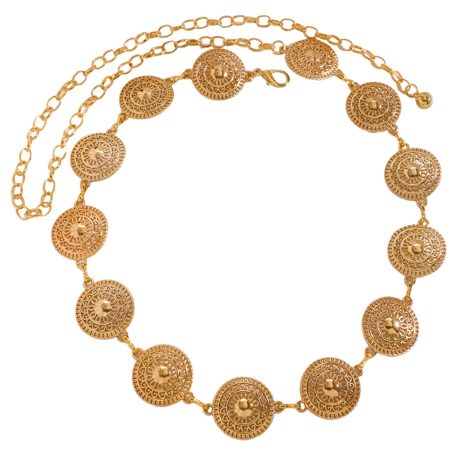 Bohemian Women’s Waist Chain With Embossed Buckle Featuring Alloy Material In Gold
