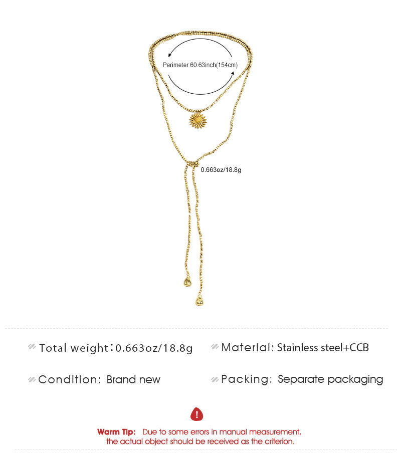 Bohemian Gold Sun Necklace With Shell Pendant In Mixed Materials, Unisex Design