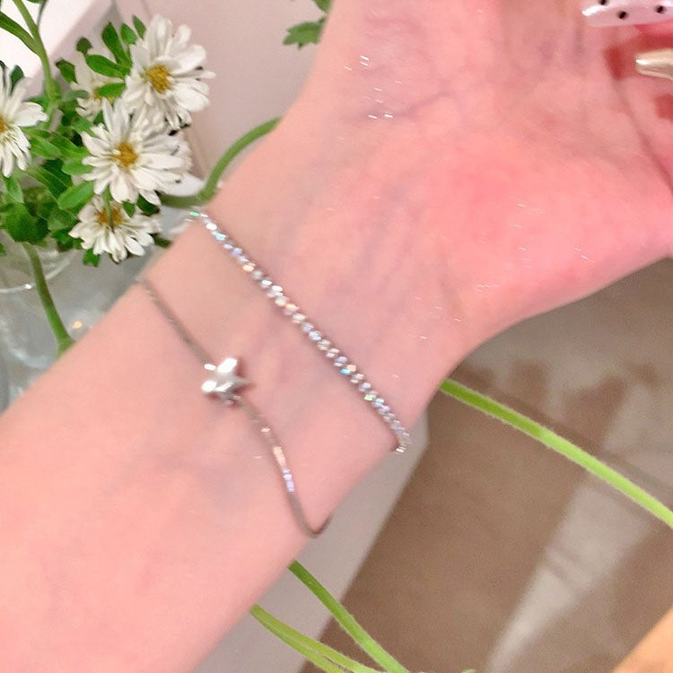 Gold Flowers Bracelet For Women In KC Golden Plated Zinc Alloy With Electroplated Finish And Zircon Inlay