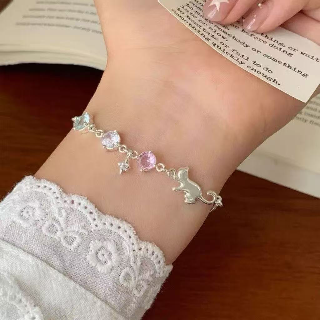 Gold Flowers Bracelet For Women In KC Golden Plated Zinc Alloy With Electroplated Finish And Zircon Inlay