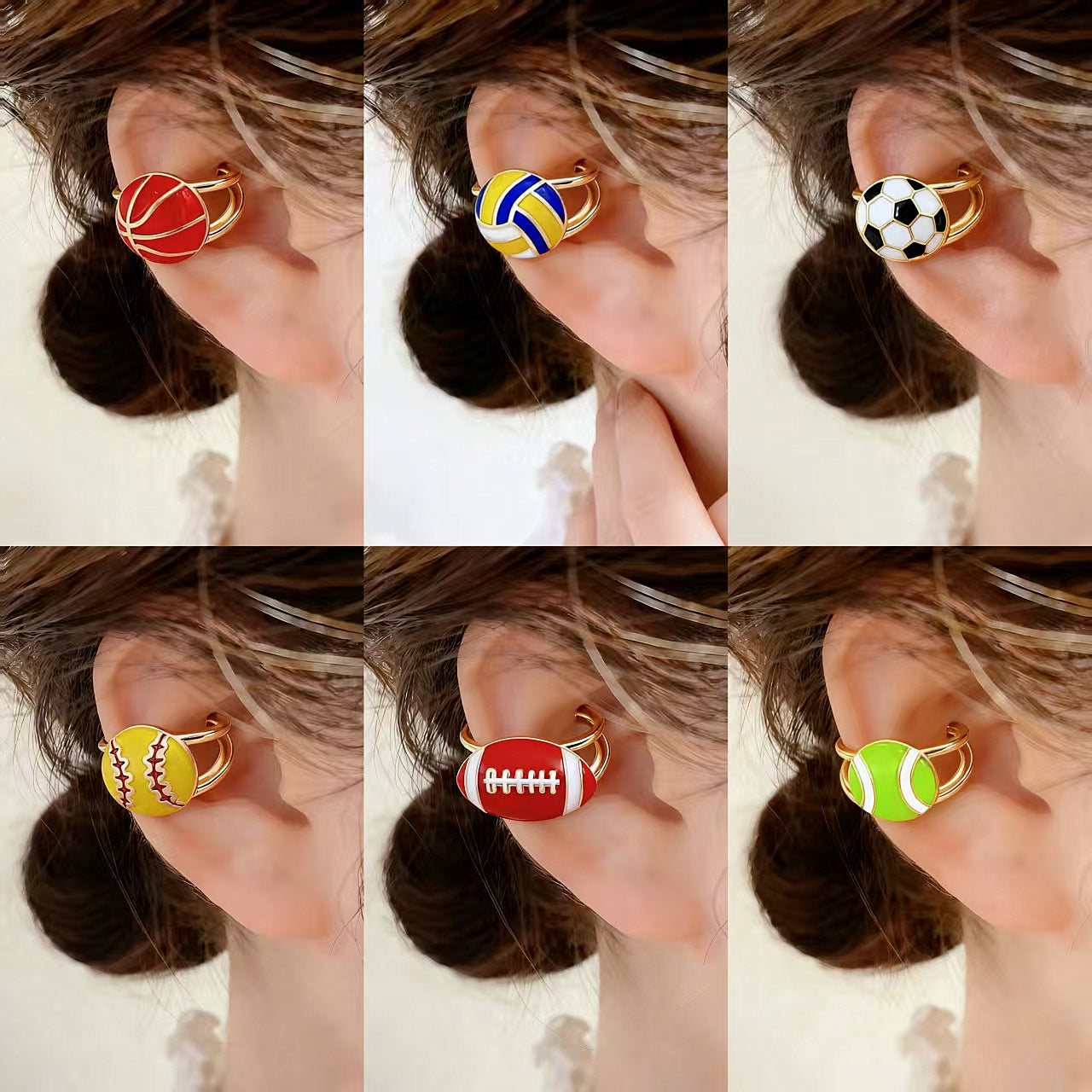Basic Rugby Clip Earrings For Women In KC Golden Plated Copper With Electroplated Finish