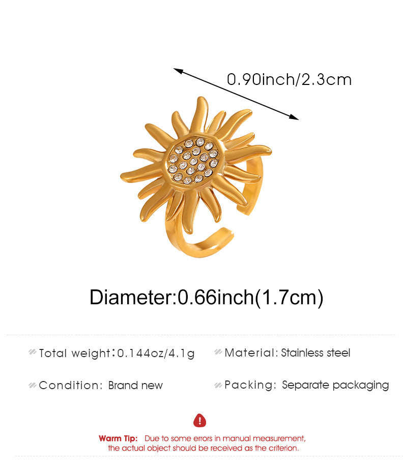 Moon Open Ring For Women In Simple Style, Electroplated Gold Plated Copper Material
