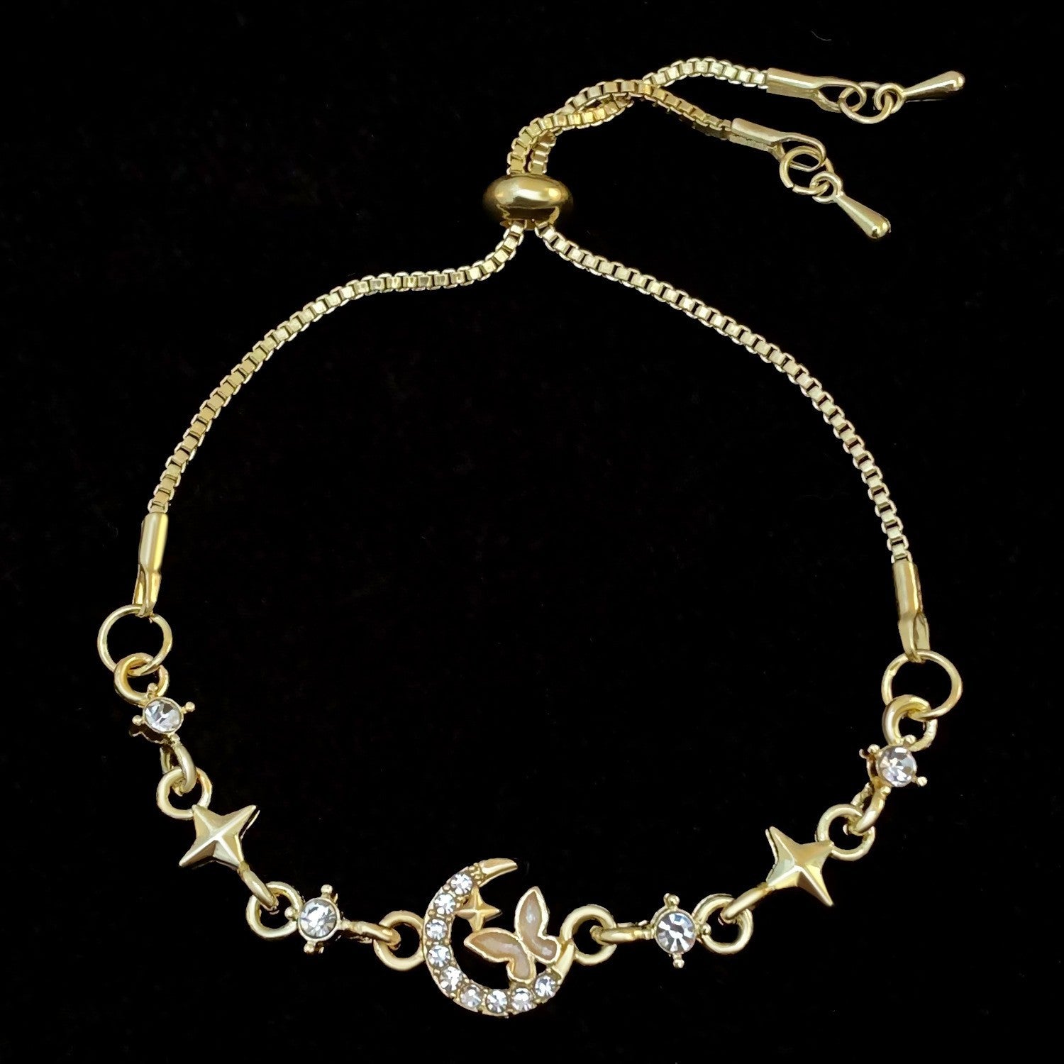 Gold Flowers Bracelet For Women In KC Golden Plated Zinc Alloy With Electroplated Finish And Zircon Inlay
