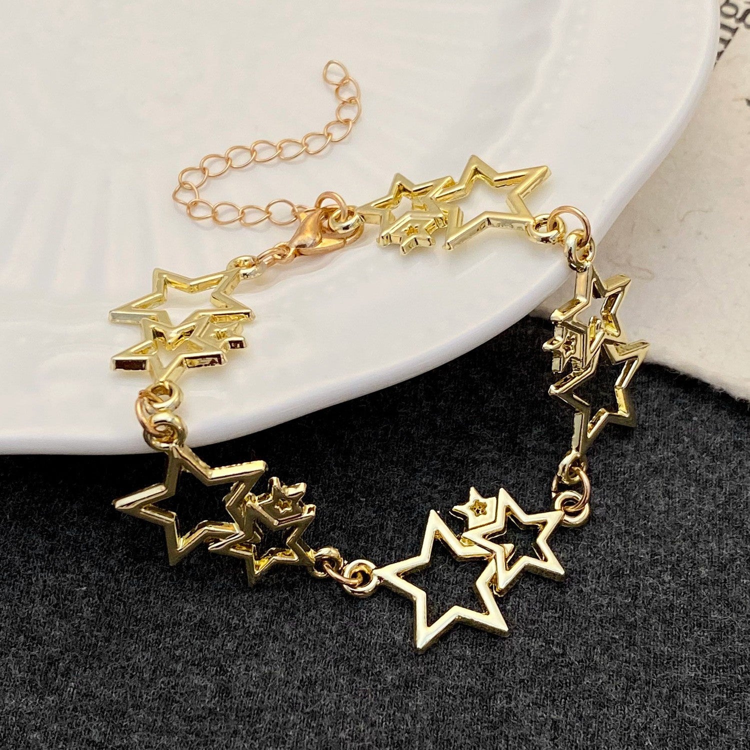 Gold Flowers Bracelet For Women In KC Golden Plated Zinc Alloy With Electroplated Finish And Zircon Inlay