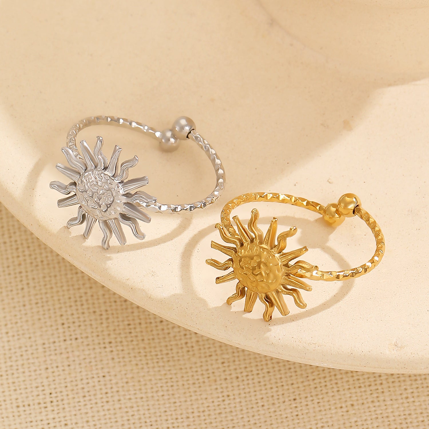Moon Open Ring For Women In Simple Style, Electroplated Gold Plated Copper Material