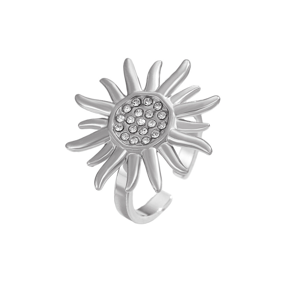 Moon Open Ring For Women In Simple Style, Electroplated Gold Plated Copper Material