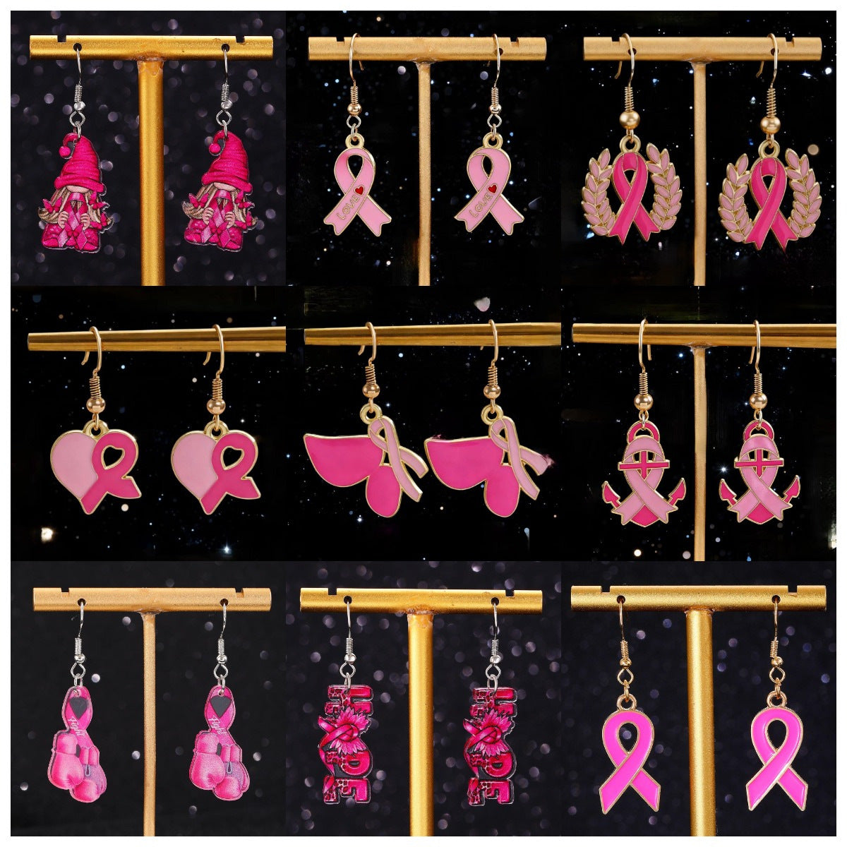 Heart Shape Enamel Earrings For Women In Zinc Alloy With KC Golden Electroplated Finish