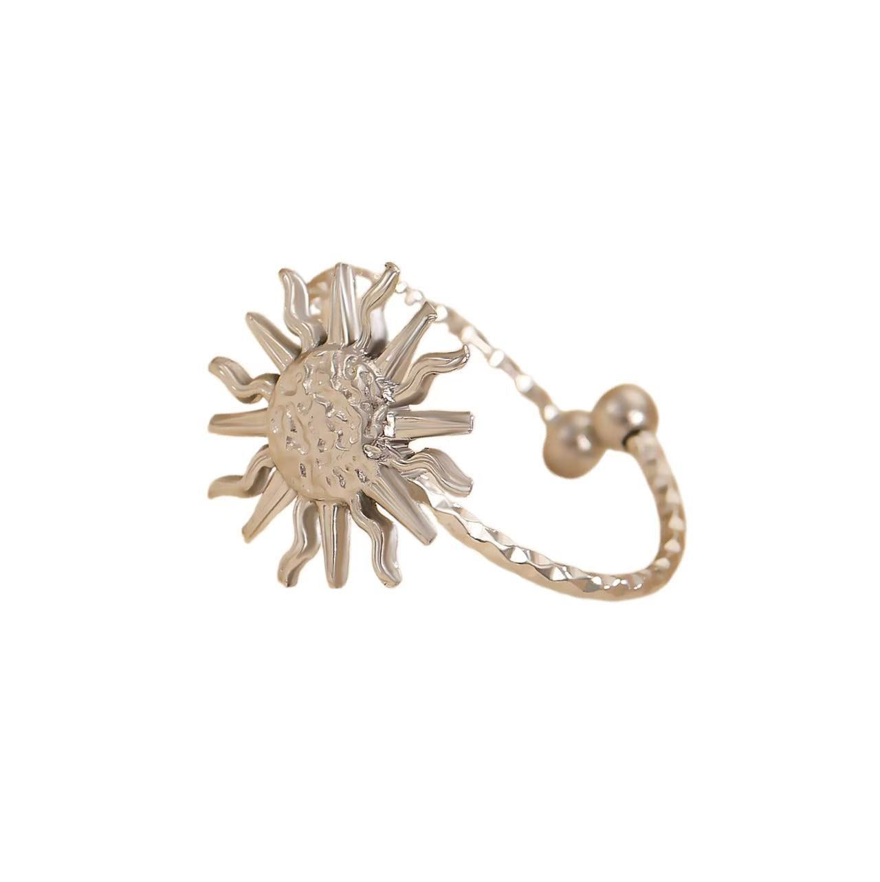 Moon Open Ring For Women In Simple Style, Electroplated Gold Plated Copper Material
