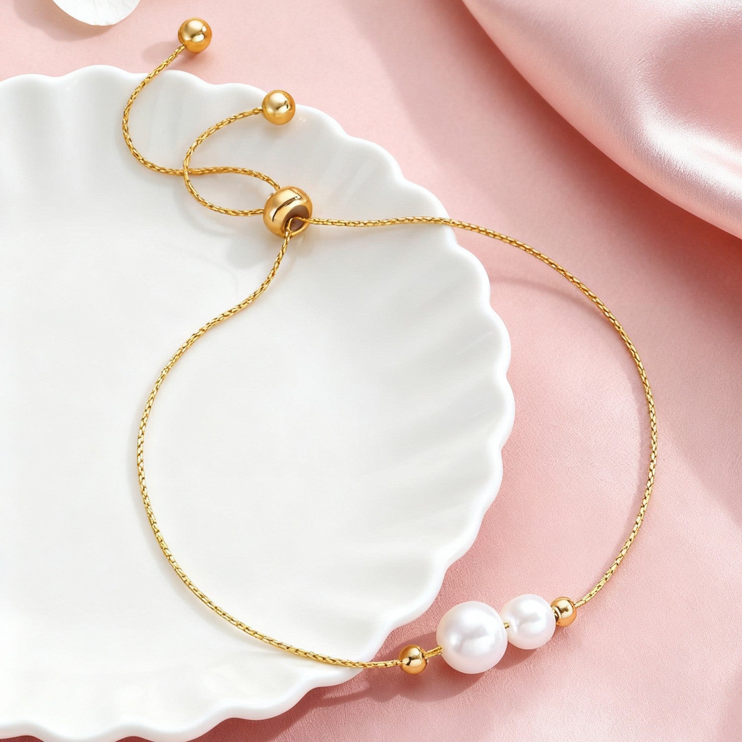 Gold Flowers Bracelet For Women In KC Golden Plated Zinc Alloy With Electroplated Finish And Zircon Inlay