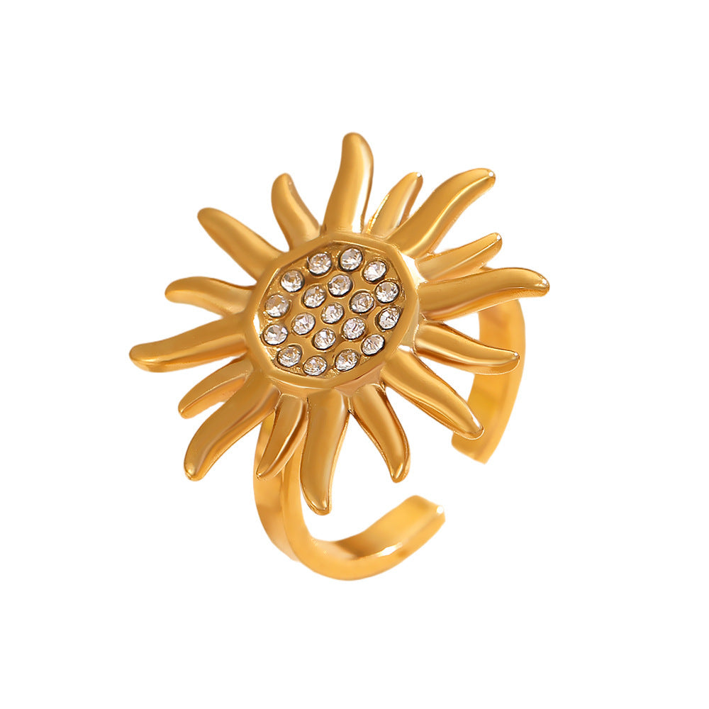 Moon Open Ring For Women In Simple Style, Electroplated Gold Plated Copper Material