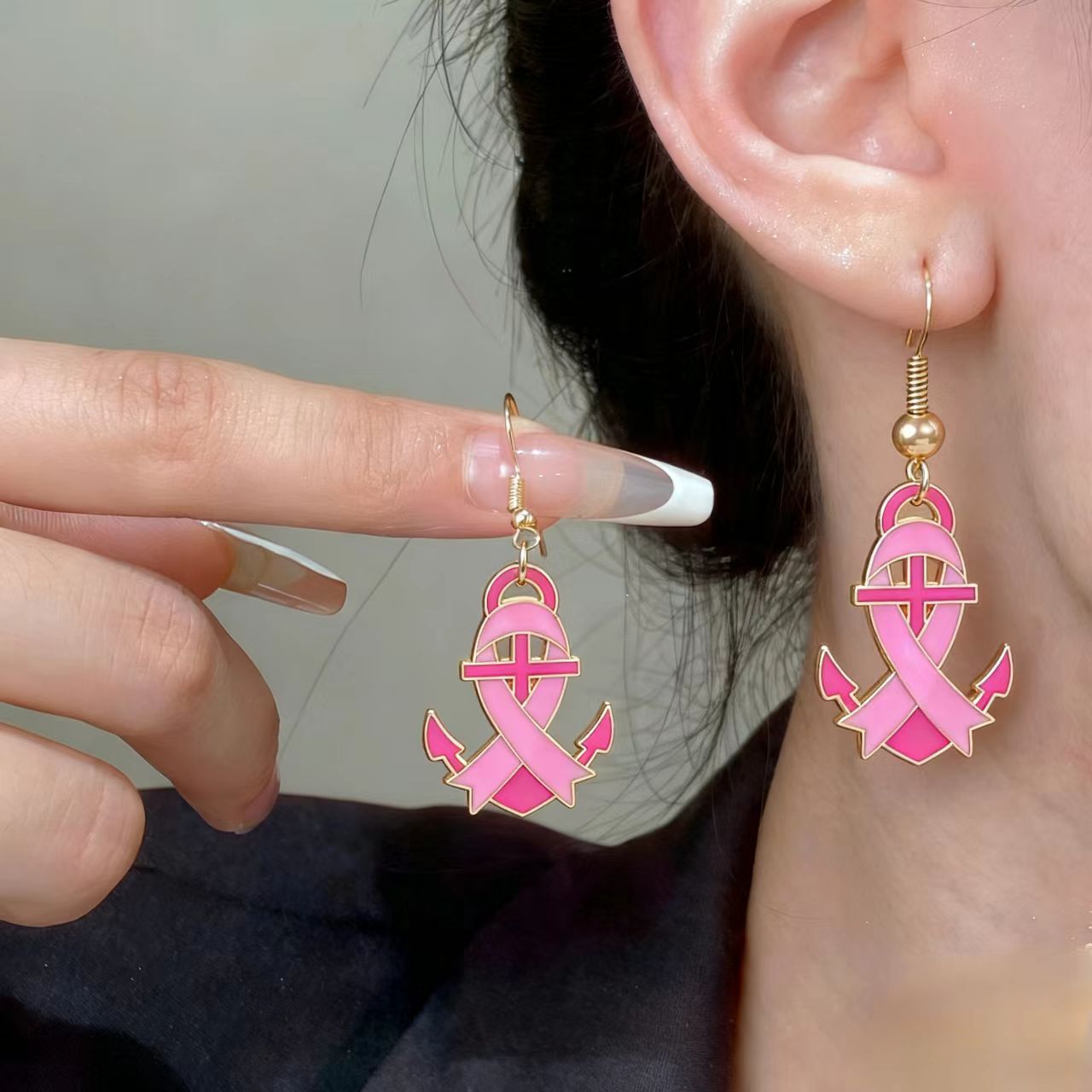 Heart Shape Enamel Earrings For Women In Zinc Alloy With KC Golden Electroplated Finish