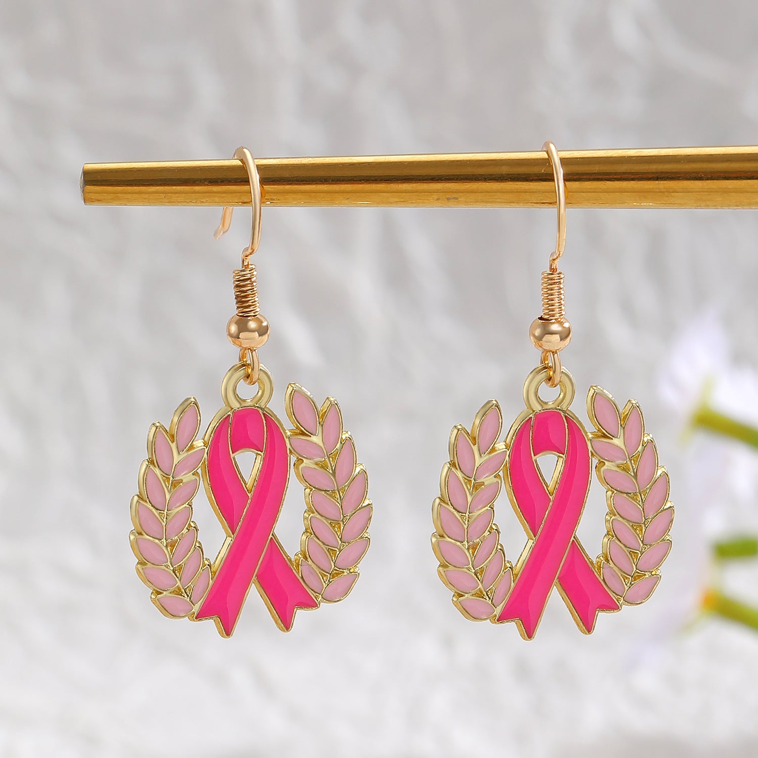 Heart Shape Enamel Earrings For Women In Zinc Alloy With KC Golden Electroplated Finish