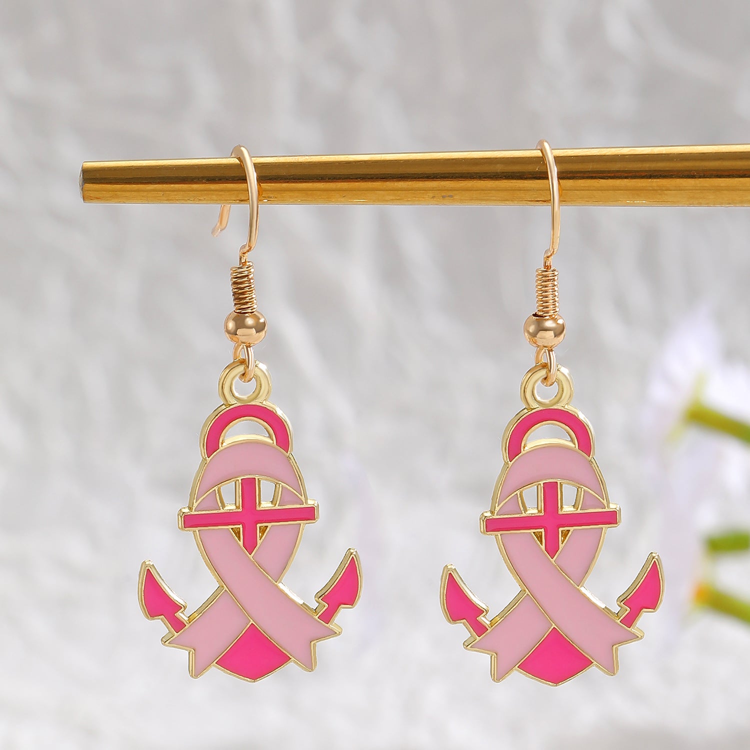 Heart Shape Enamel Earrings For Women In Zinc Alloy With KC Golden Electroplated Finish