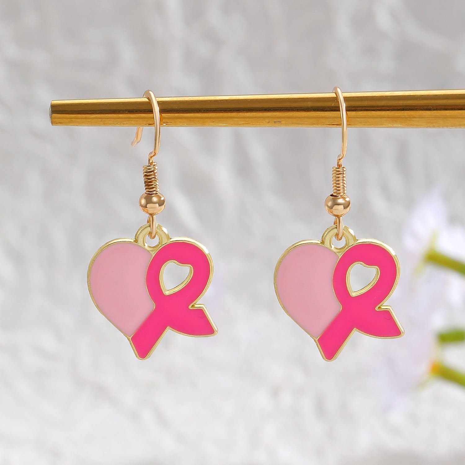 Heart Shape Enamel Earrings For Women In Zinc Alloy With KC Golden Electroplated Finish
