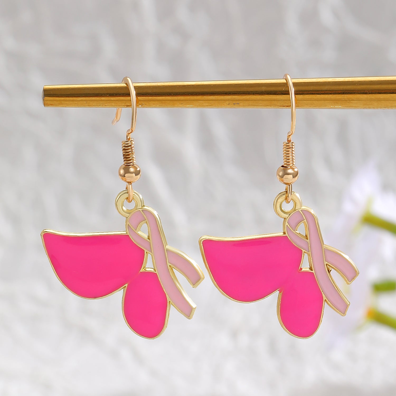 Heart Shape Enamel Earrings For Women In Zinc Alloy With KC Golden Electroplated Finish