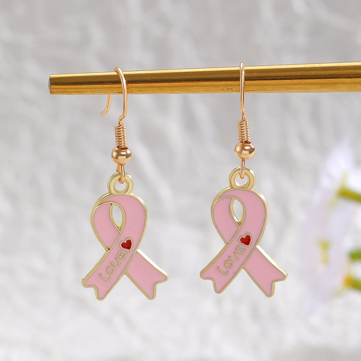 Heart Shape Enamel Earrings For Women In Zinc Alloy With KC Golden Electroplated Finish
