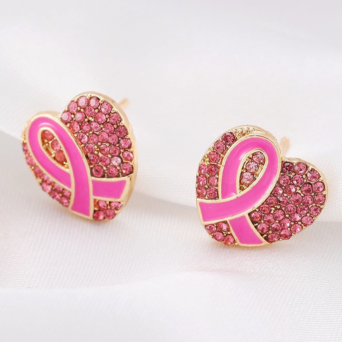 Heart Shape Enamel Earrings For Women In Zinc Alloy With KC Golden Electroplated Finish