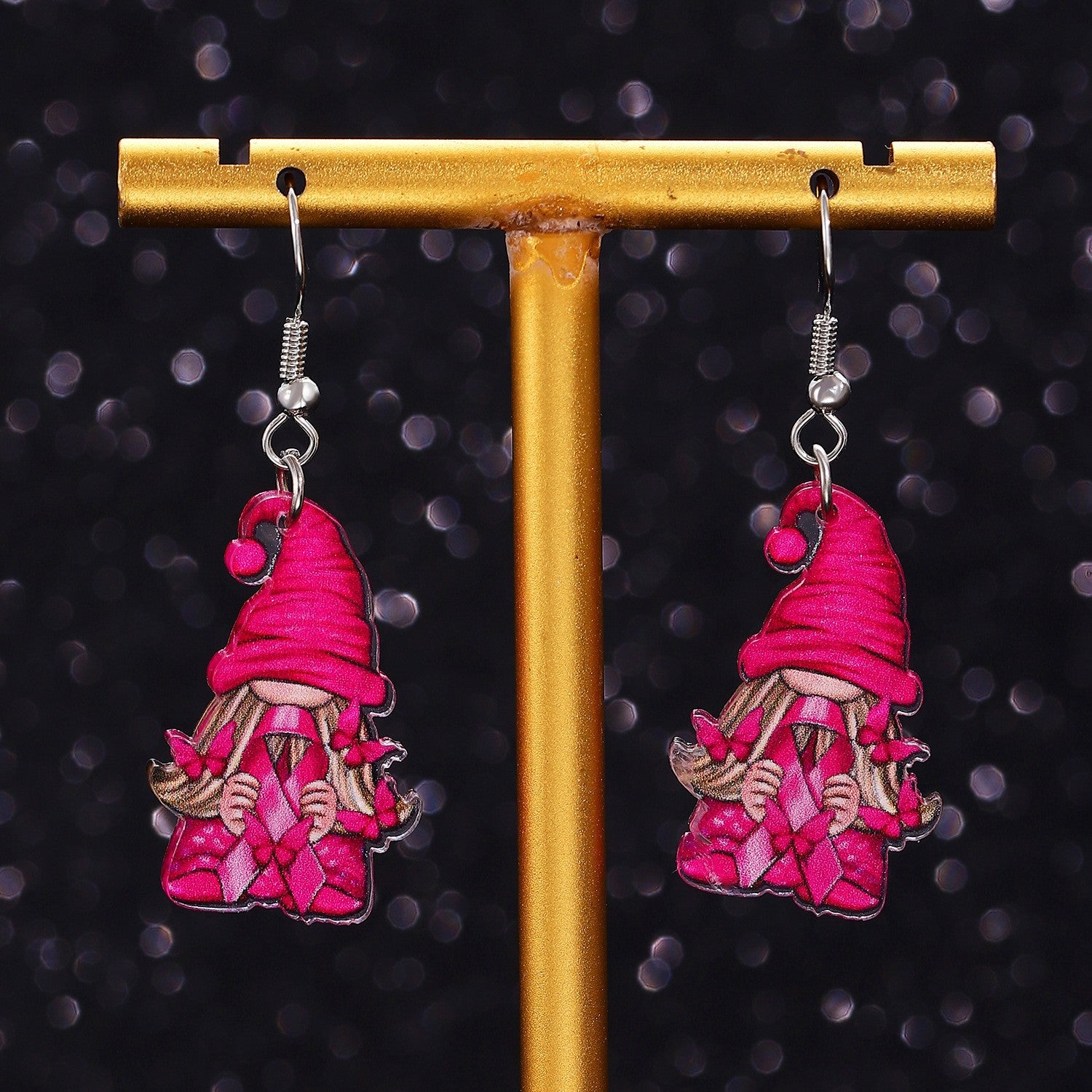 Heart Shape Enamel Earrings For Women In Zinc Alloy With KC Golden Electroplated Finish