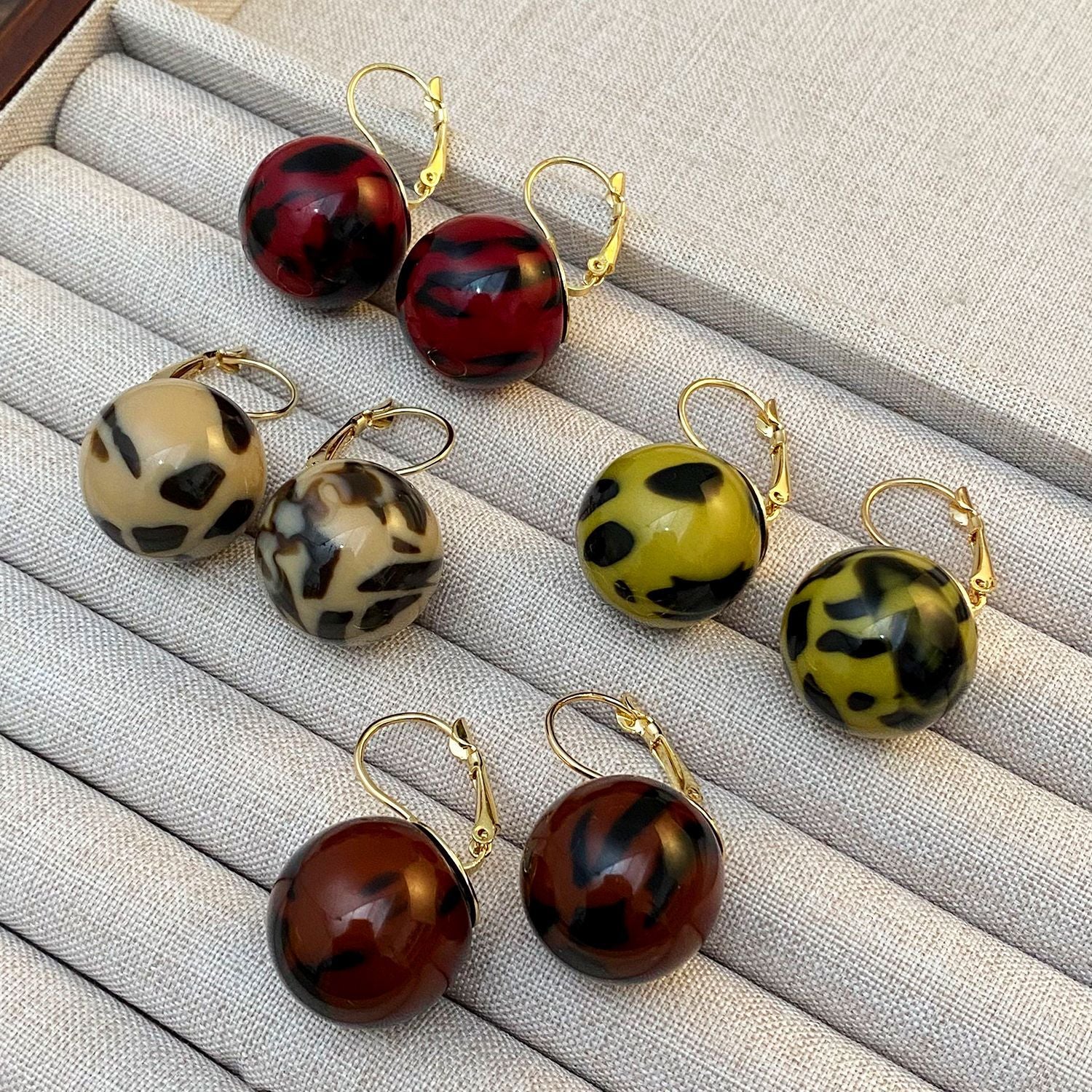 Leopard Print Stud Earrings For Women In 304 Stainless Steel With KC Golden Plated Finish, Featuring Maillard Style