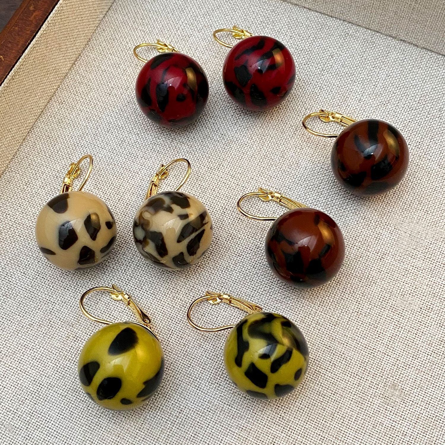 Leopard Print Stud Earrings For Women In 304 Stainless Steel With KC Golden Plated Finish, Featuring Maillard Style
