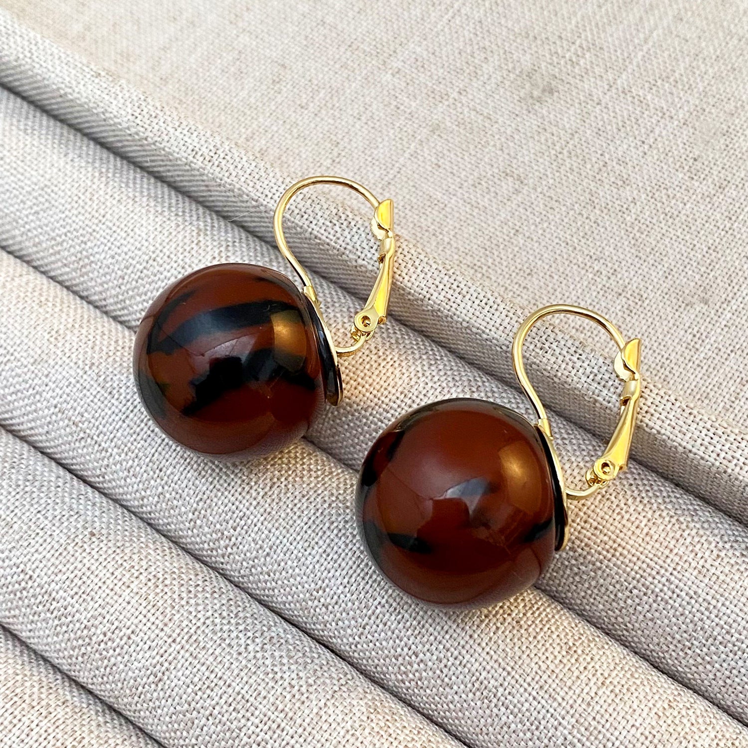Leopard Print Stud Earrings For Women In 304 Stainless Steel With KC Golden Plated Finish, Featuring Maillard Style
