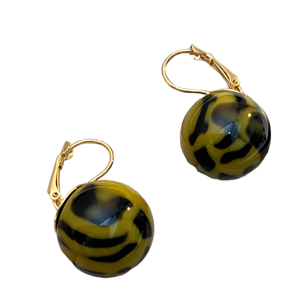 Leopard Print Stud Earrings For Women In 304 Stainless Steel With KC Golden Plated Finish, Featuring Maillard Style