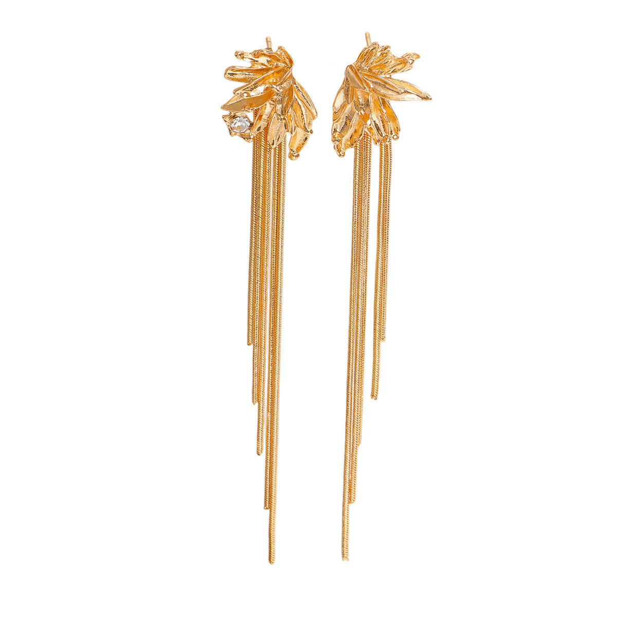 Flowers Tassel Earrings For Women With 304 Stainless Steel Ear Pins In KC Golden Plated Copper Electroplated Finish