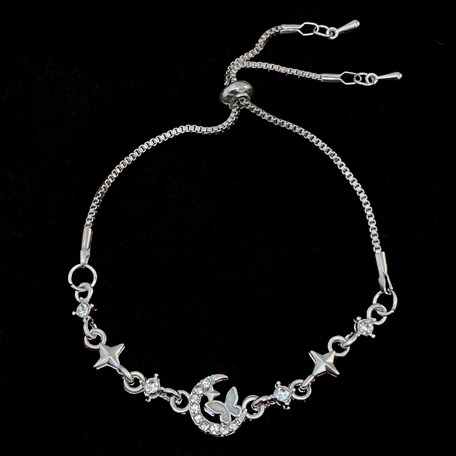 Butterfly Gold Electroplated Zinc Alloy Bracelet For Women With Zircon Inlay