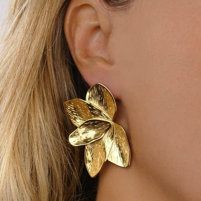 Geometric Electroplated Stud Earrings For Women In 18K Real Gold Plated 304 Stainless Steel With 0.03µm PVD Coated Layer