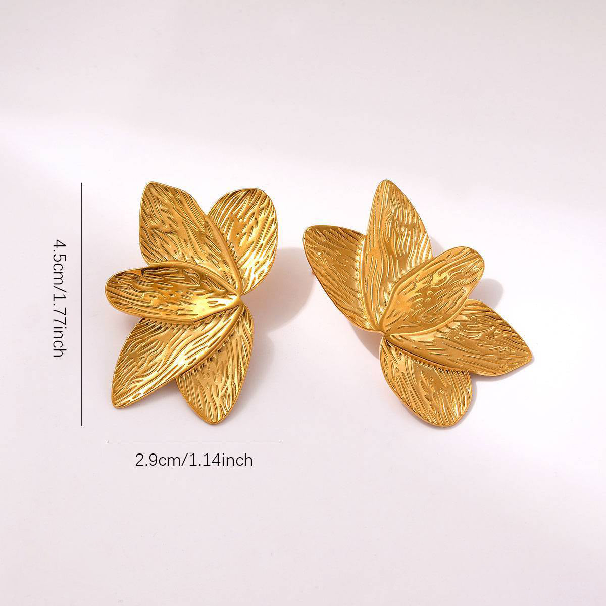 Geometric Electroplated Stud Earrings For Women In 18K Real Gold Plated 304 Stainless Steel With 0.03µm PVD Coated Layer