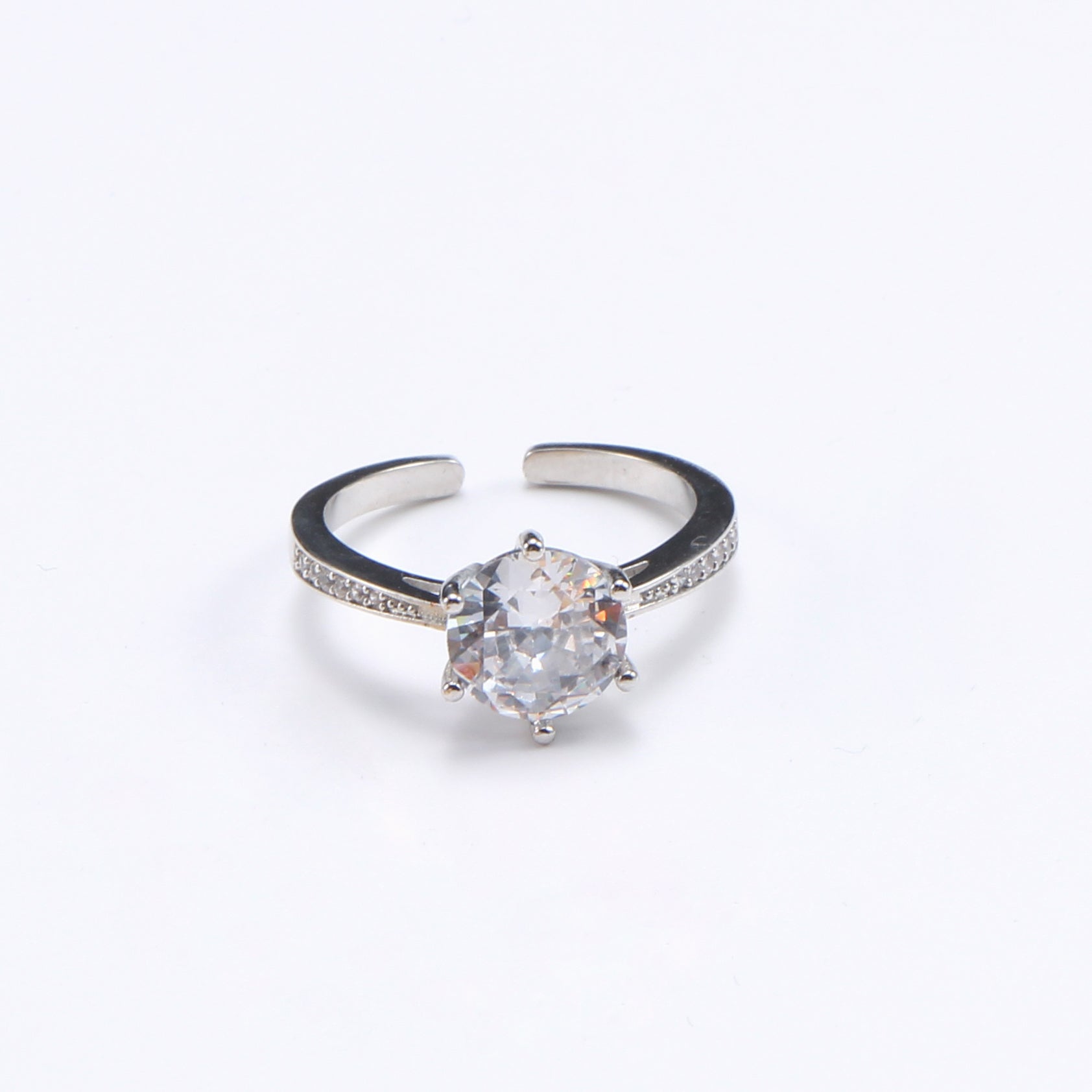 Geometric Open Rings For Women In Gold Copper Alloy With KC Golden Plated 0.03µm Thickness Featuring Synthetic Zirconia