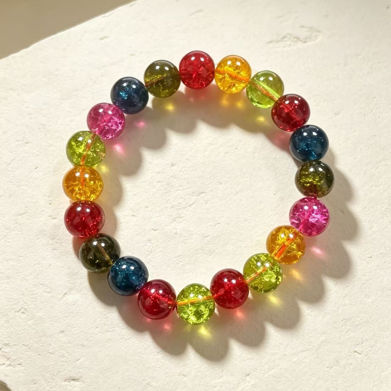 Ethnic Style Candy Glass Bracelets For Birthday, Unisex Polished Glass Inlay Accessories