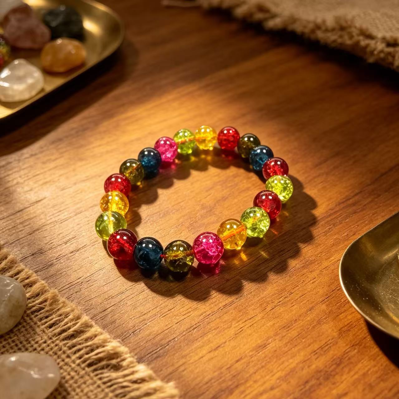 Ethnic Style Candy Glass Bracelets For Birthday, Unisex Polished Glass Inlay Accessories