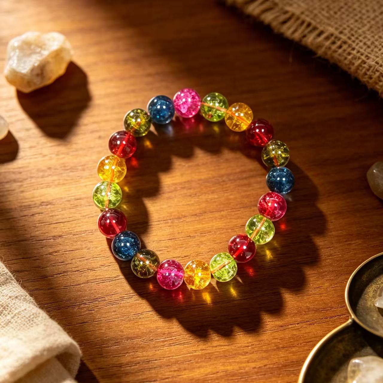 Ethnic Style Candy Glass Bracelets For Birthday, Unisex Polished Glass Inlay Accessories
