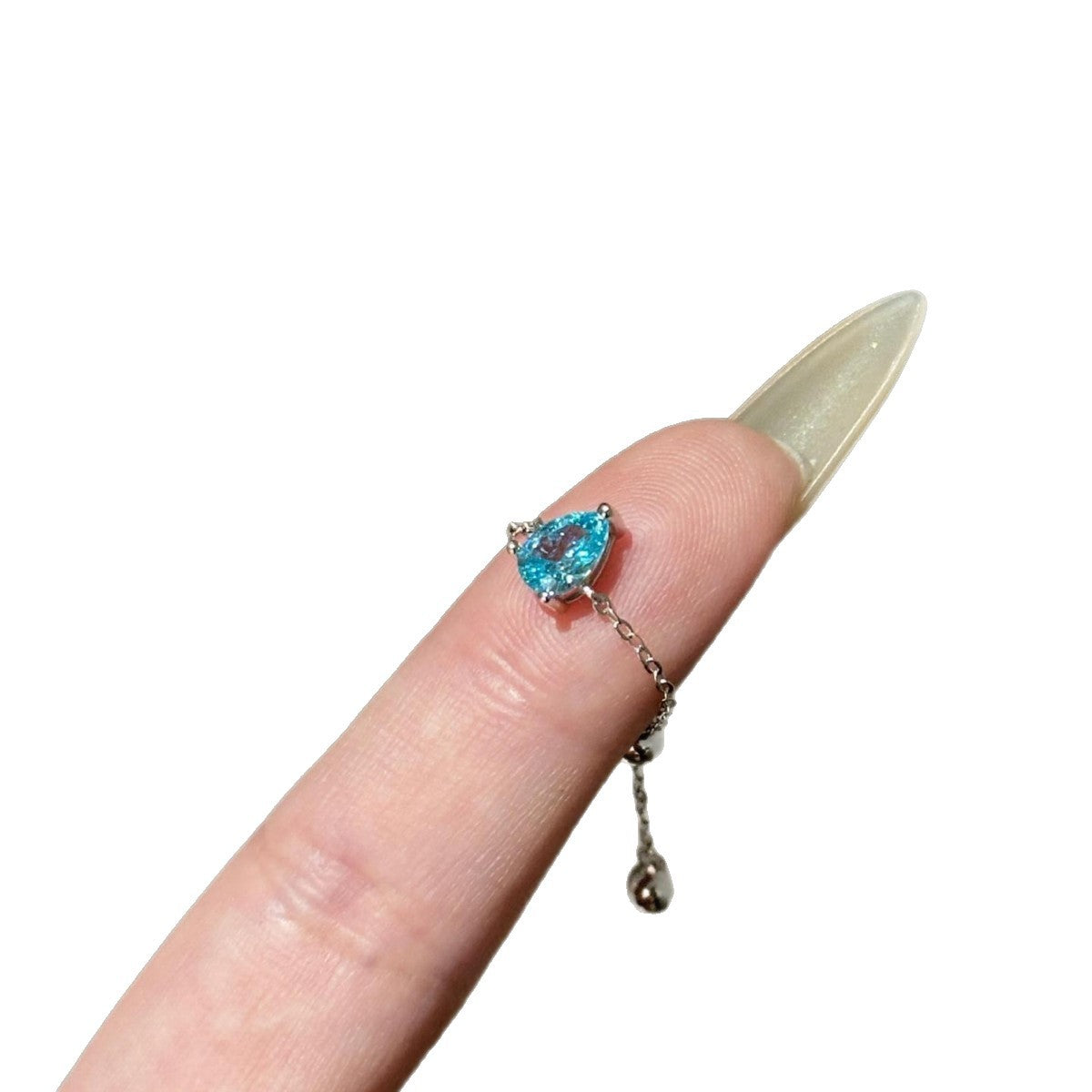 Adjustable Water Droplets Ring For Women In Electroplated Gold With Copper Base And Zircon Inlay