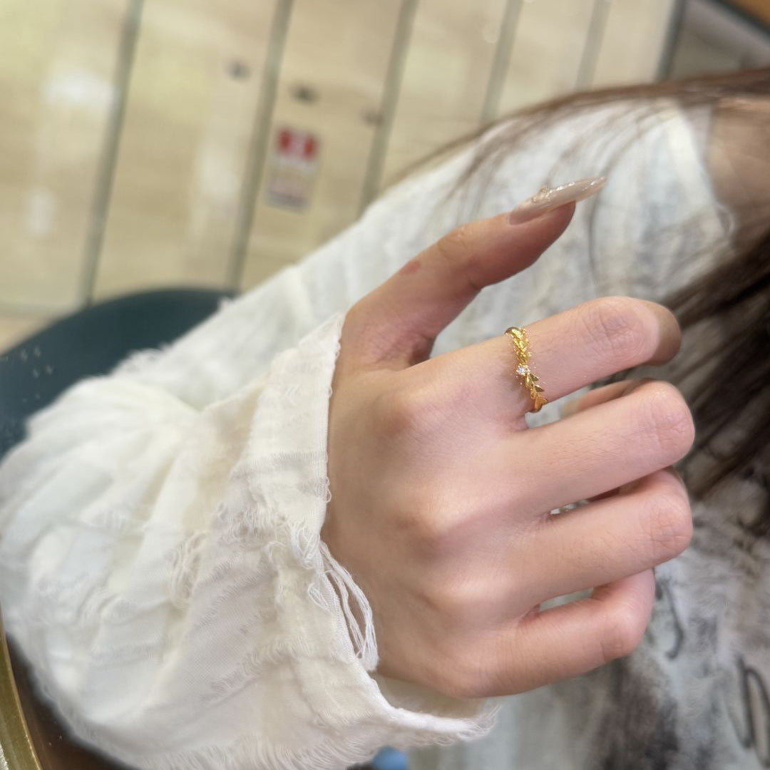 Heart Shape Copper Ring For Women With Electroplated Gold Plating And Zircon Inlay In Simple Style