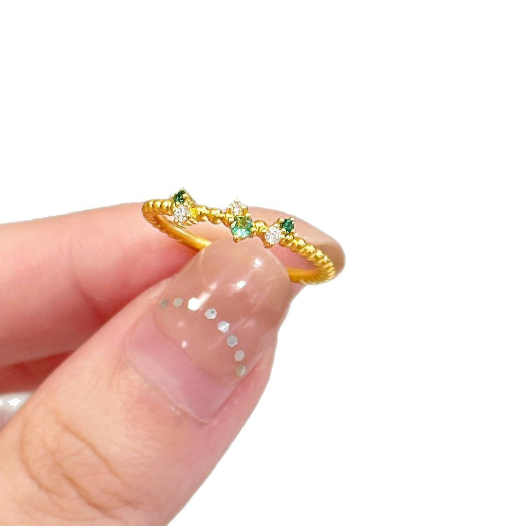 Heart Shape Copper Ring For Women With Electroplated Gold Plating And Zircon Inlay In Simple Style