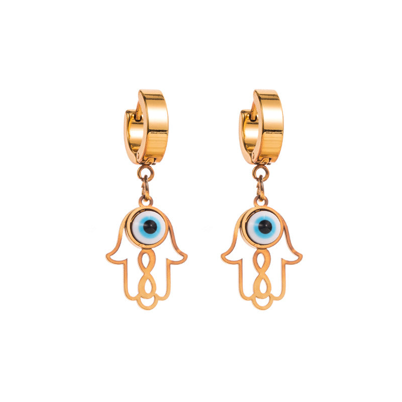 Devil's Eye Earrings For Women With Titanium Steel Ear Pins And Electroplated Gold Plating Process