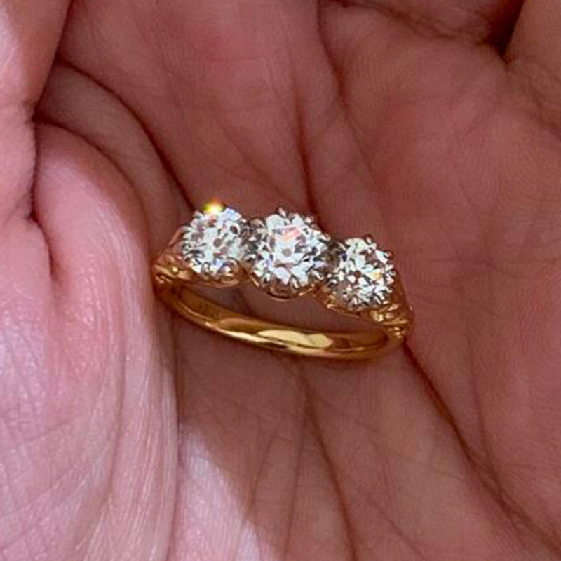 New Style Faceted Round Open Ring For Women In Electroplated Copper With Diamond Inlay