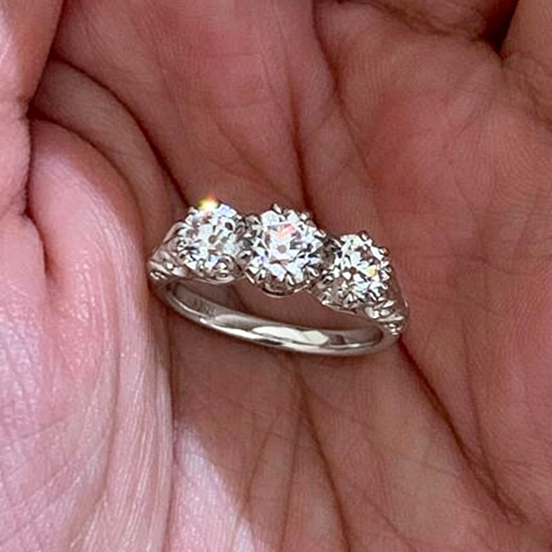 New Style Faceted Round Open Ring For Women In Electroplated Copper With Diamond Inlay